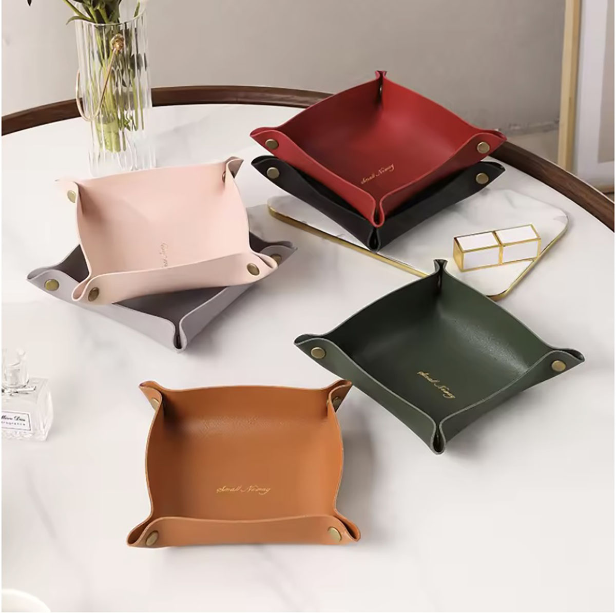 Body Jewelry Organizer - Nordic Style Leather Storage Tray Desktop