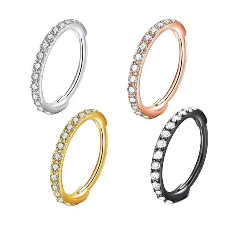 Body Jewelry And Earrings - 16G Clear CZ Nose Ring Hoop