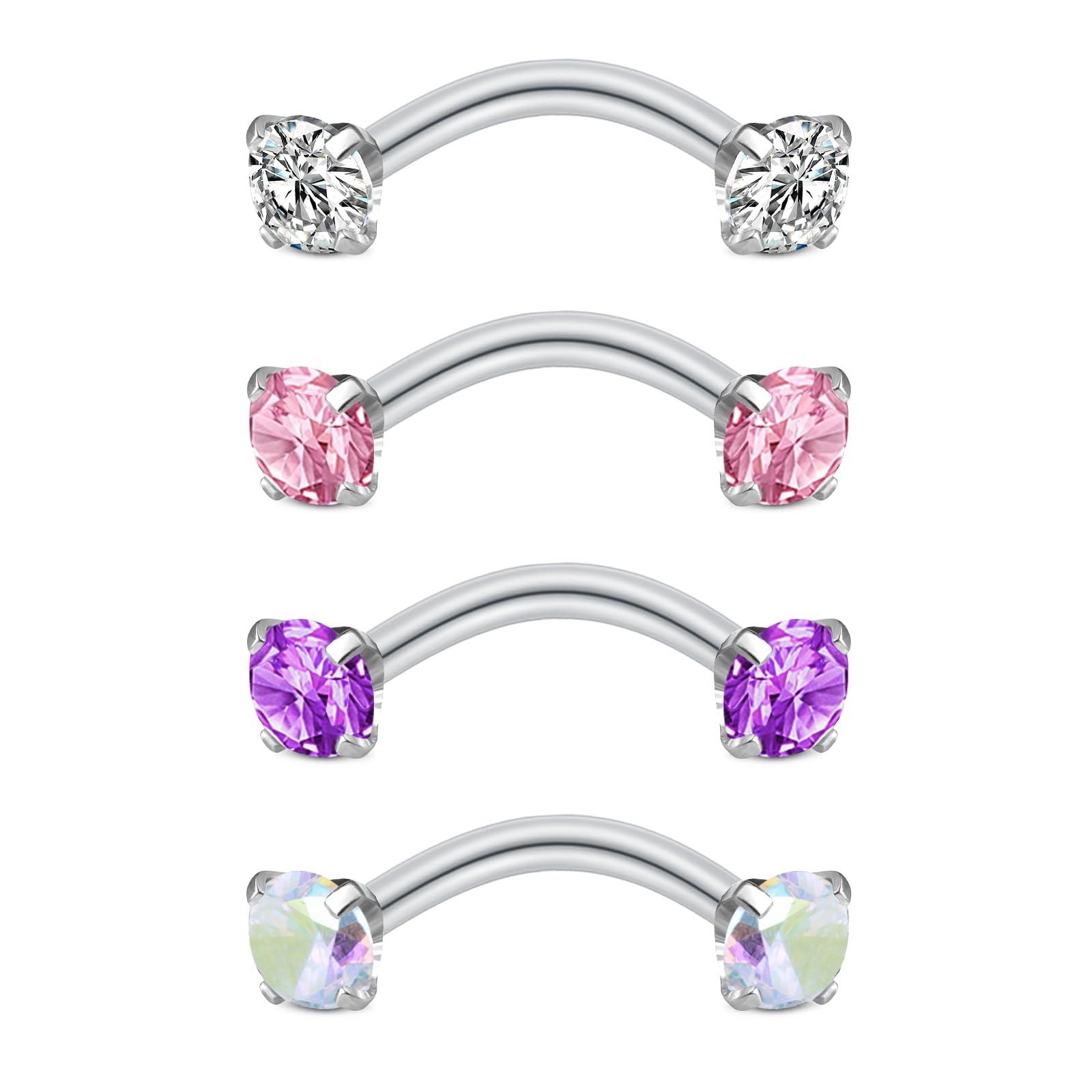 Body Jewelry Vertical Labret - 4pcs Rook Piercing Jewelry Eyebrow Rings