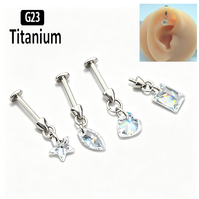 Body Jewelry Vertical Labret - G23 Titanium Piercing Vertical Internal Thread