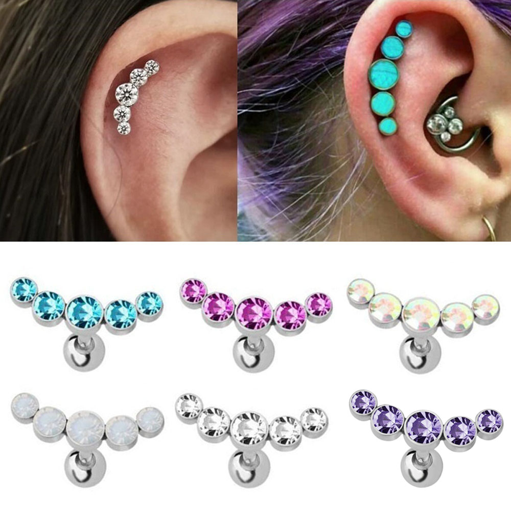 Body Jewelry And Earrings - 1Pcs Fashion 16G Crystal Gem Opal
