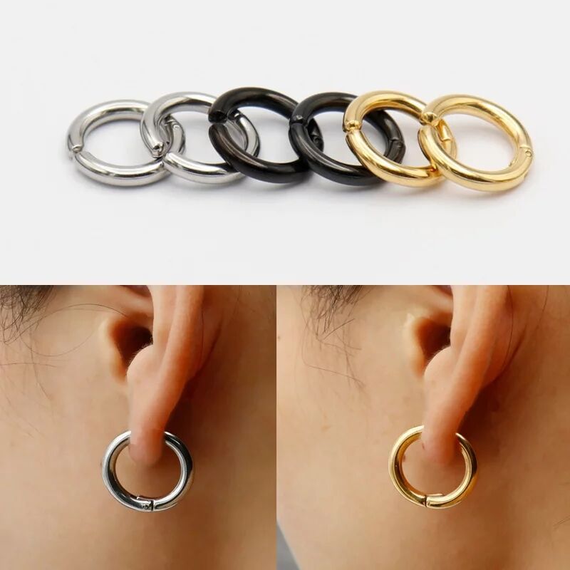 Body Jewelry And Earrings - 2/6Pcs Fake Huggie Hoop Earrings for