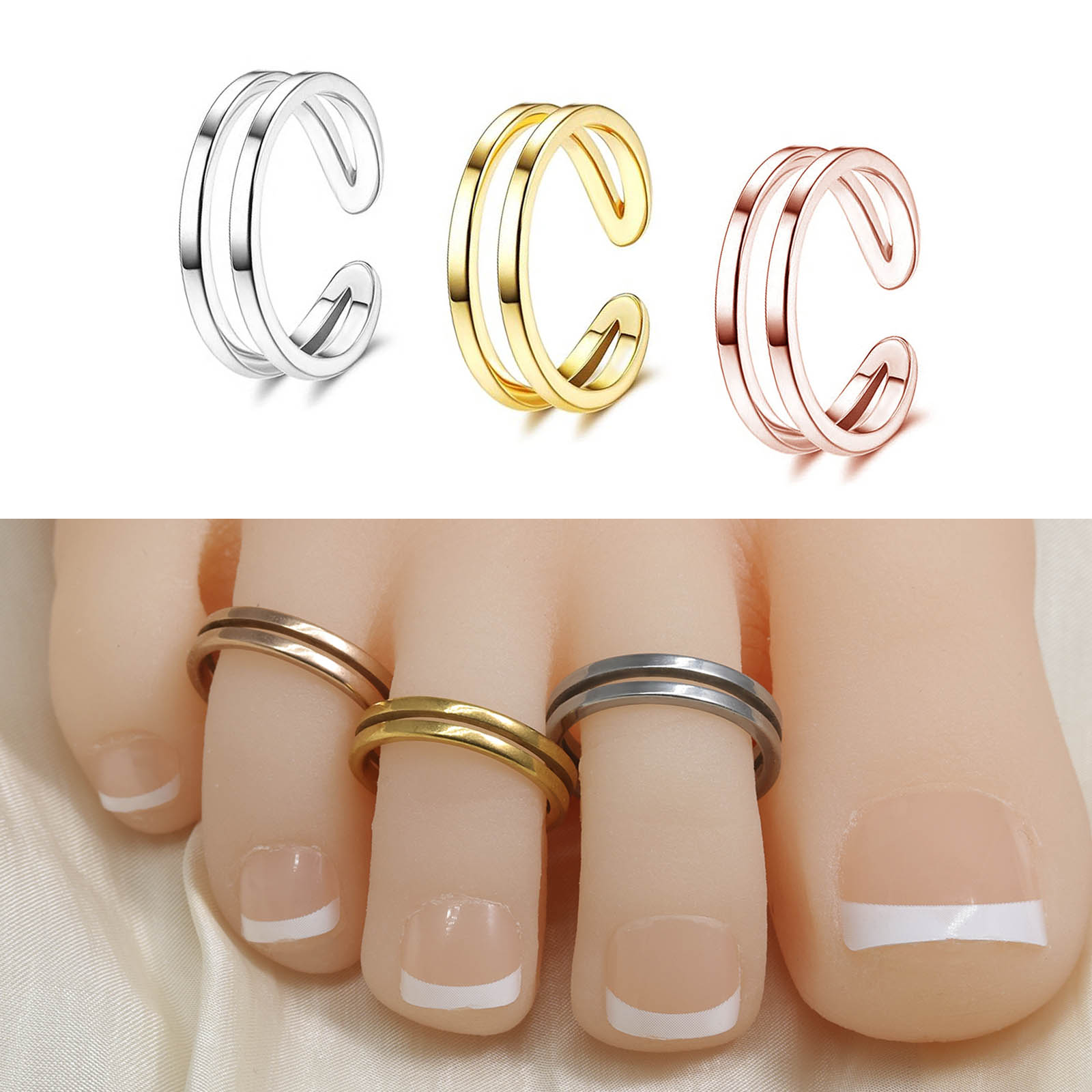 Body Jewelry Hoops - Adjustable Double Layer Toe Ring 316L