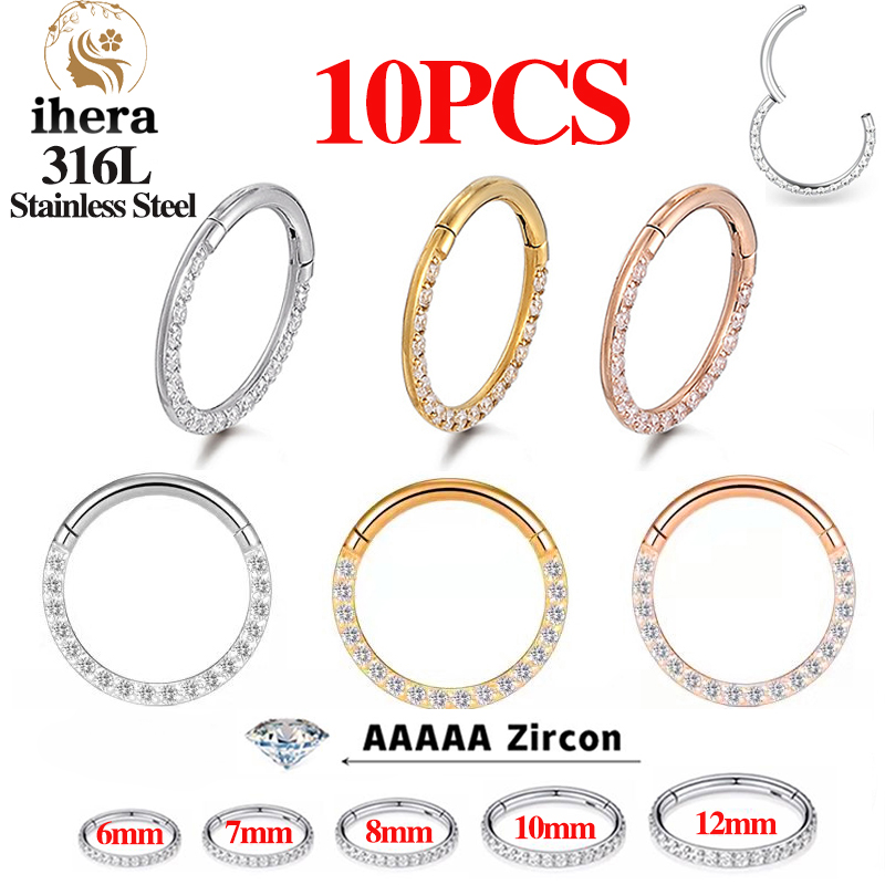 Body Jewelry And Earrings - 10PC Thép Không Gỉ Mũi Nhẫn