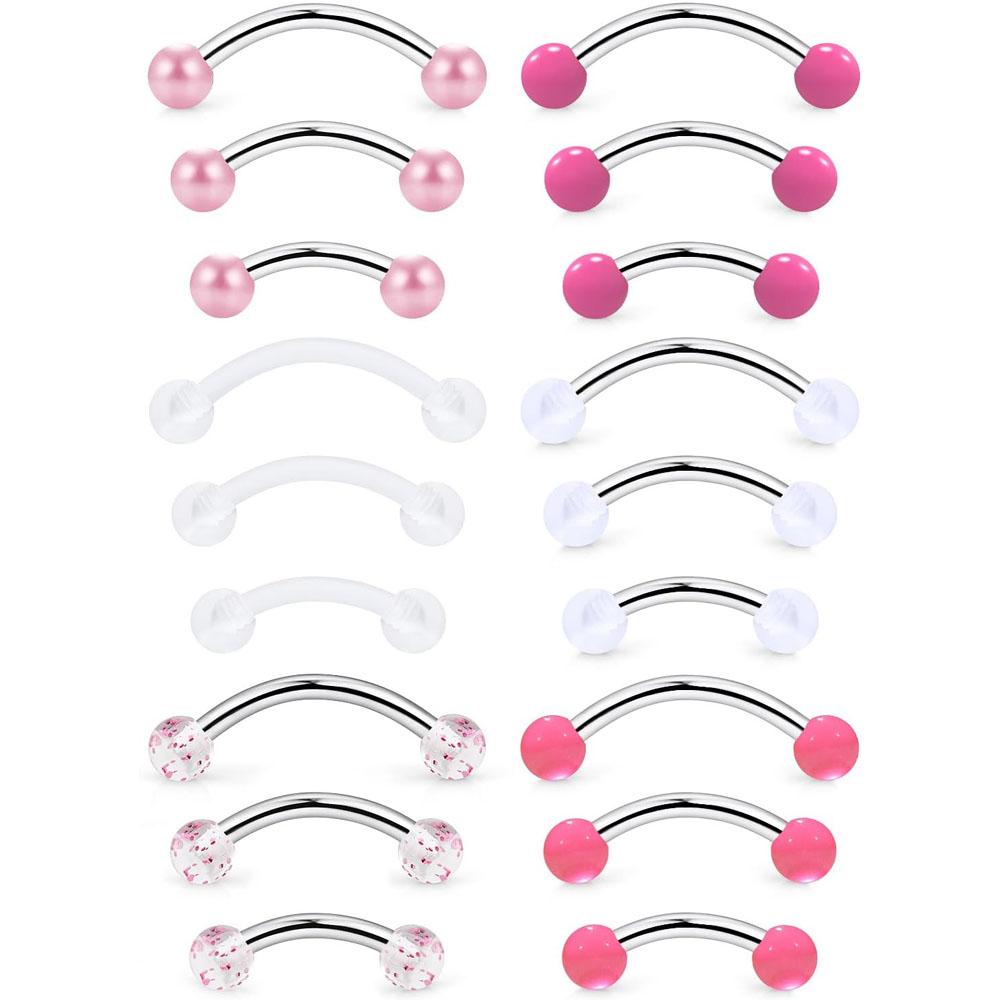 Body Jewelry Vertical Labret - 1/18Pcs Set 16G 6/8/10mm Eyebrow Rook