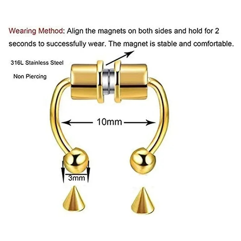 1/2/3Pcs Fake Magnetic Nose Ri - đánh giá và giá Body Jewelry Hoops