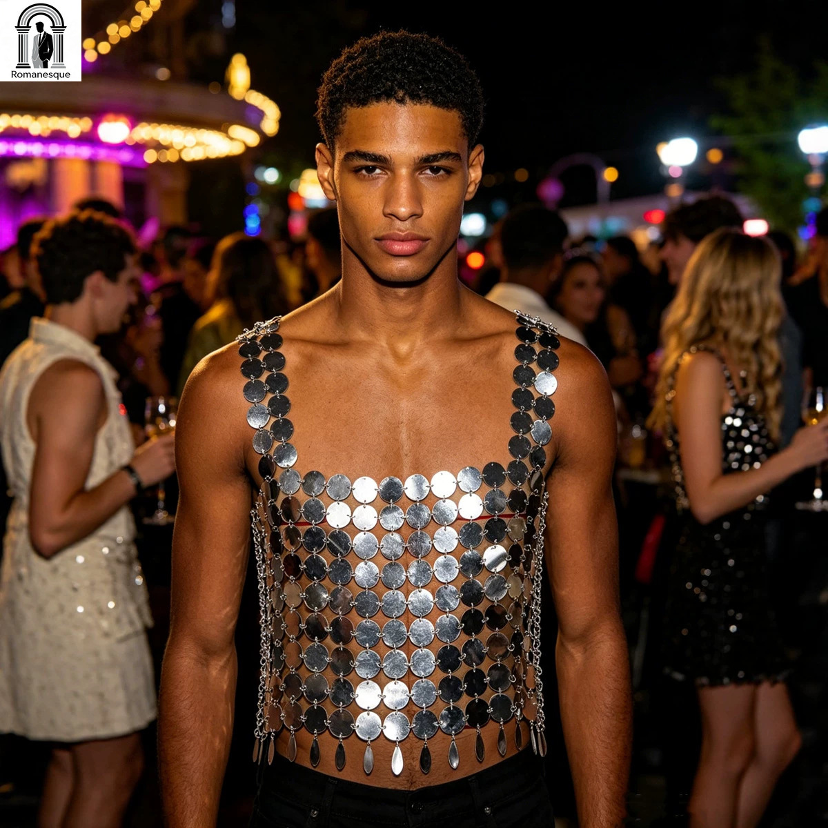 Fashion Men's Sparkly Disc Cha - đánh giá và giá Body Jewelry Vest