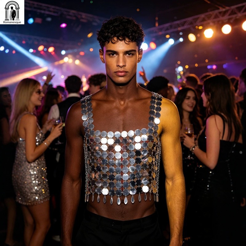 Fashion Men's Sparkly Disc Cha - đánh giá và giá Body Jewelry Vest