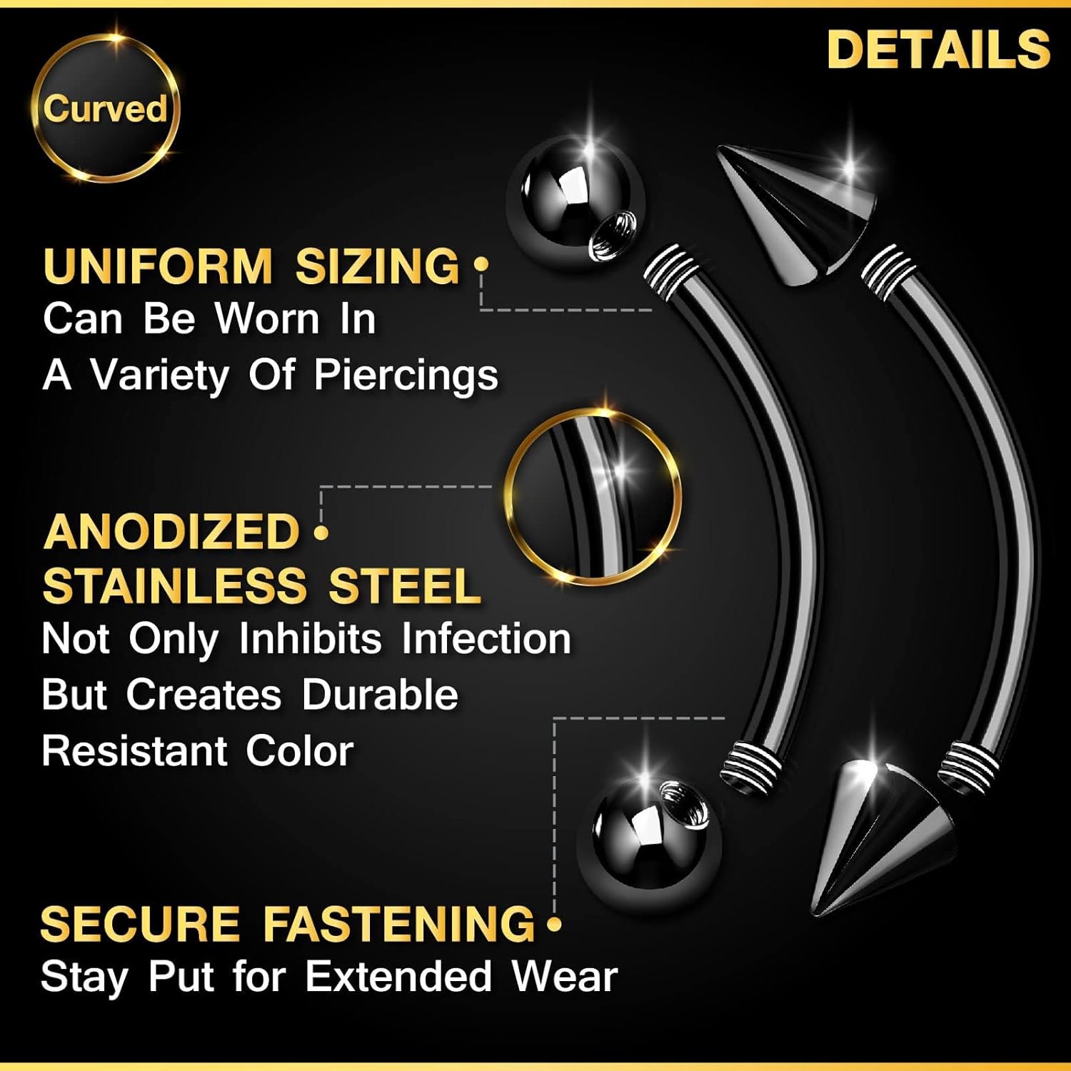 32pc/set Surgical Steel Curved - đánh giá và giá Body Jewelry Vertical Labret