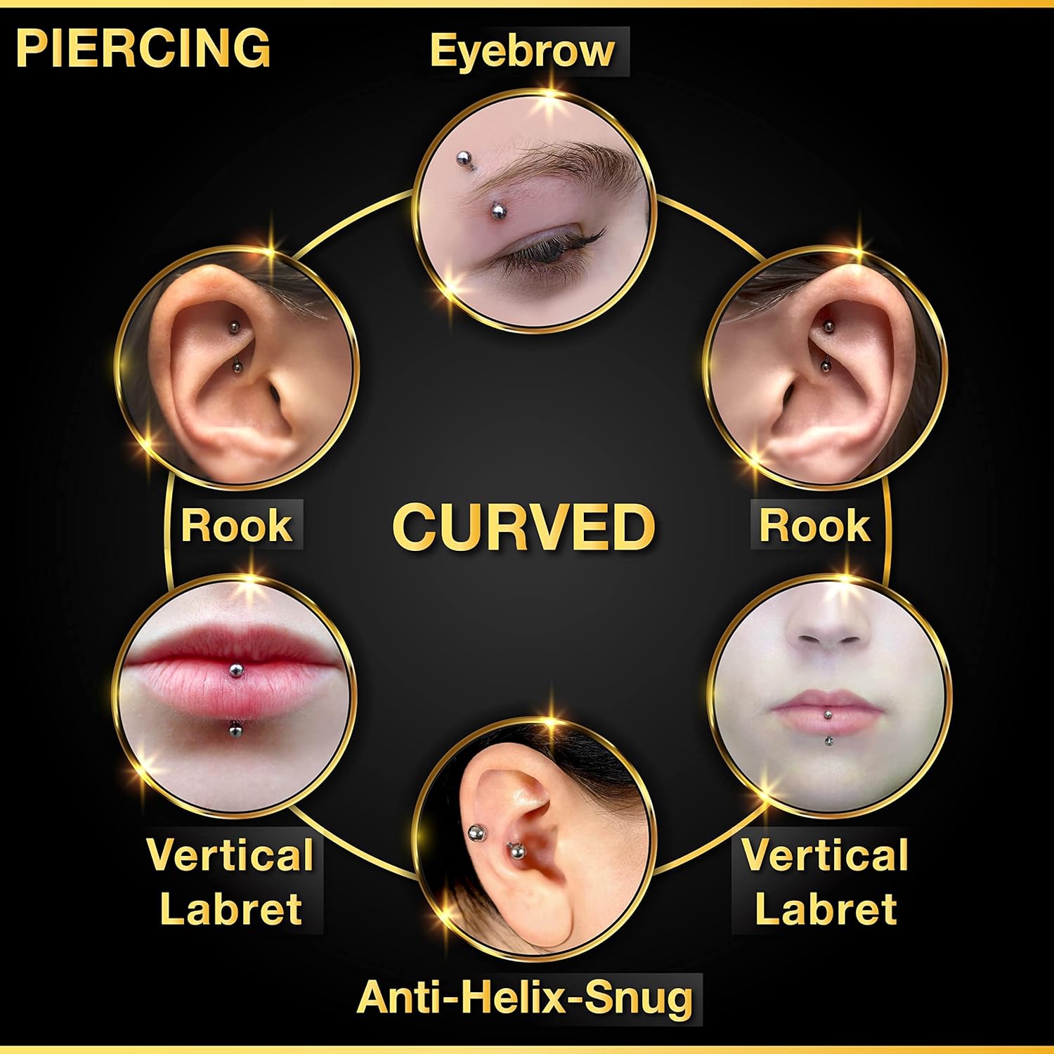 32pc/set Surgical Steel Curved - đánh giá và giá Body Jewelry Vertical Labret