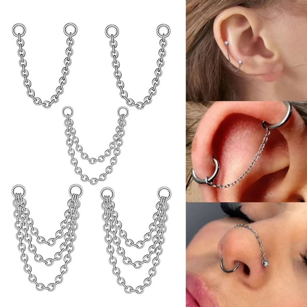 Titanium Nose Chain Three Laye - đánh giá và giá Body Jewelry Piercing