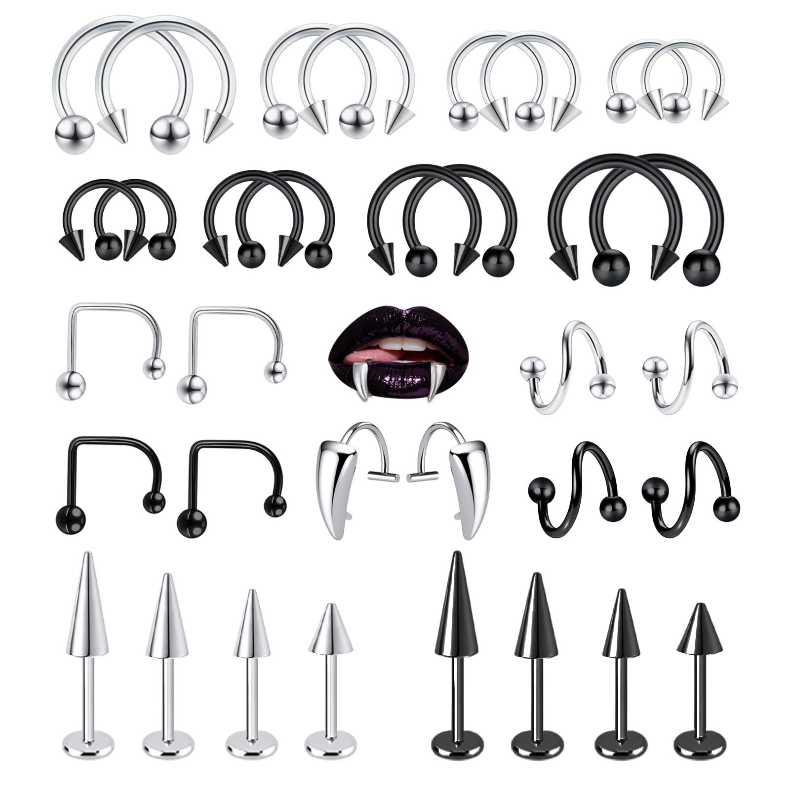 34pcs/Set 16G Snake Bite Pierc - đánh giá và giá Body Jewelry Vertical Labret