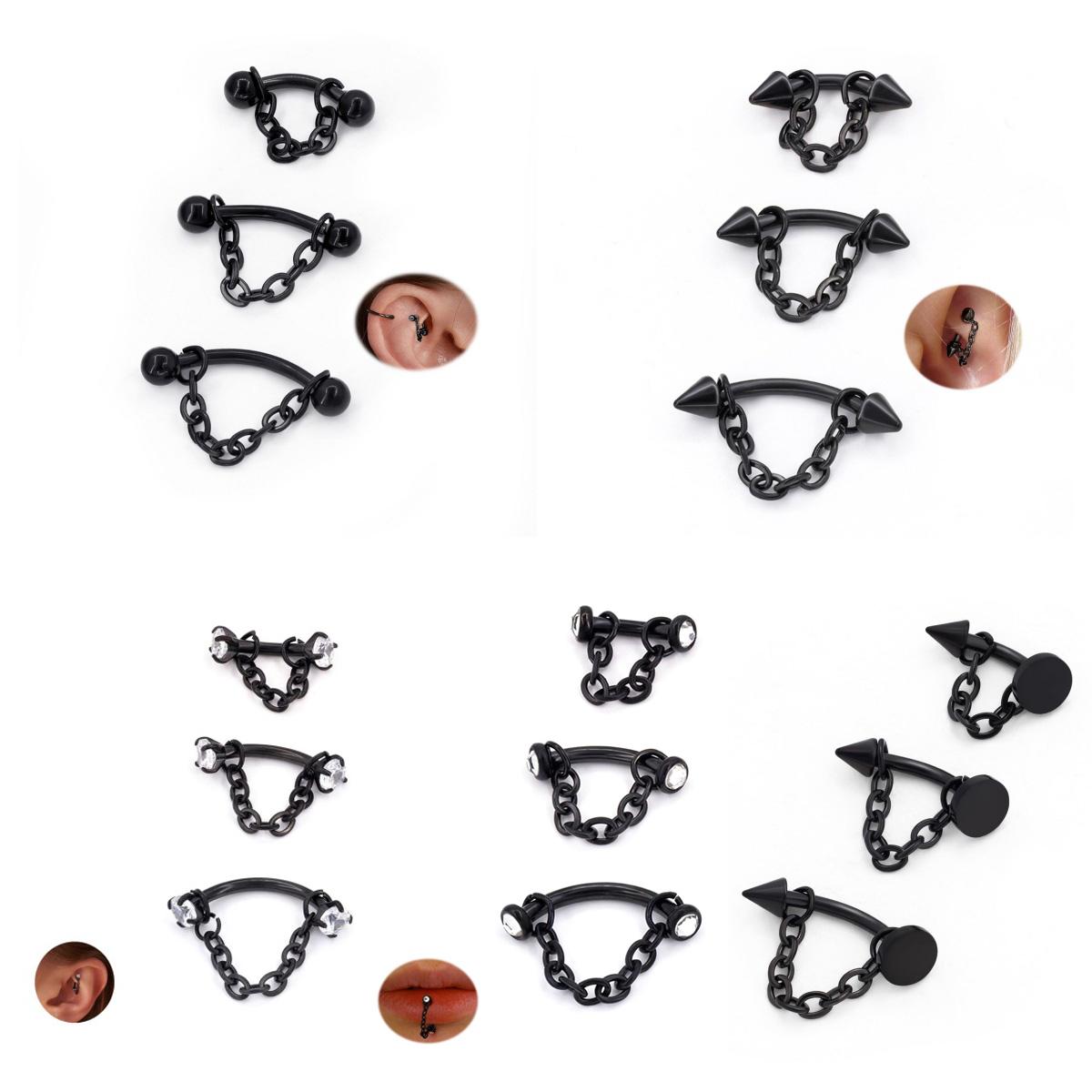 3pcs Stainless Steel 16G Chain - đánh giá và giá Body Jewelry Vertical Labret