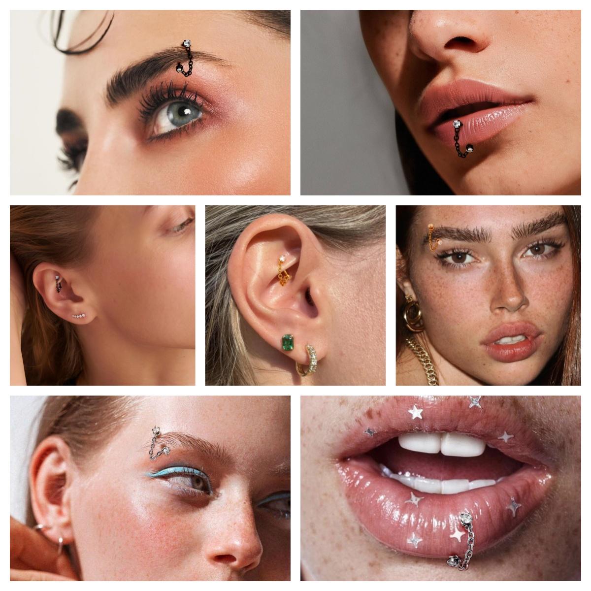 3pcs Stainless Steel 16G Chain - đánh giá và giá Body Jewelry Vertical Labret