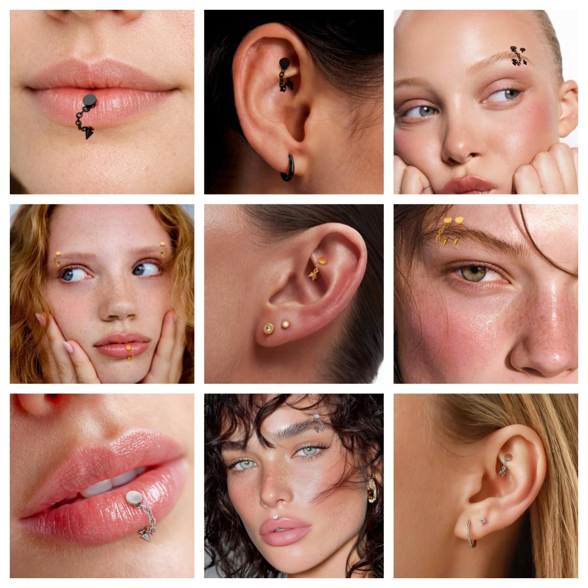 3pcs Stainless Steel 16G Chain - đánh giá và giá Body Jewelry Vertical Labret