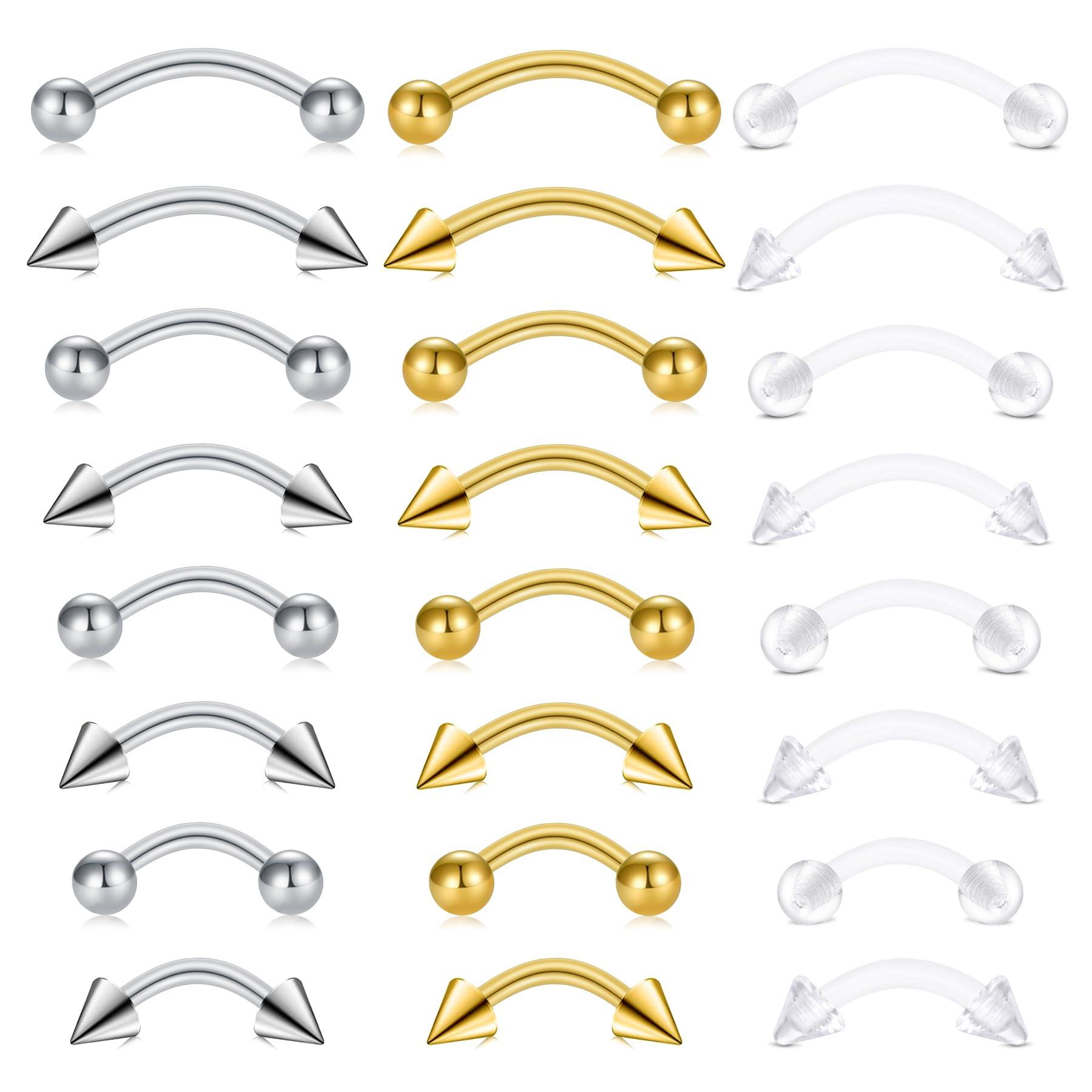 24pcs 16G Stainless Steel Curv - đánh giá và giá Body Jewelry Vertical Labret