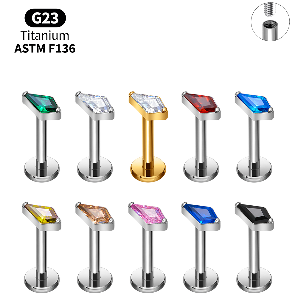 Titanium Kite CZ Internal Thre - đánh giá và giá Body Jewelry Vertical Labret
