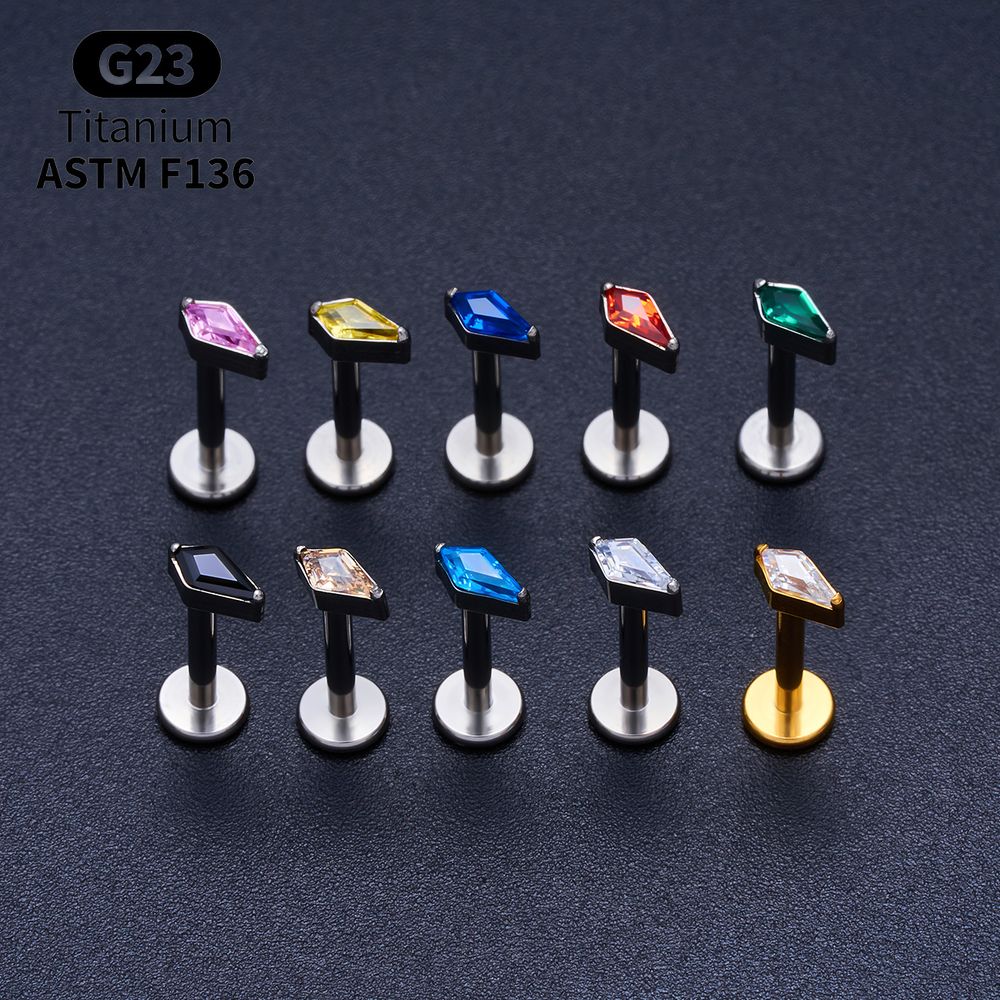 Titanium Kite CZ Internal Thre - đánh giá và giá Body Jewelry Vertical Labret