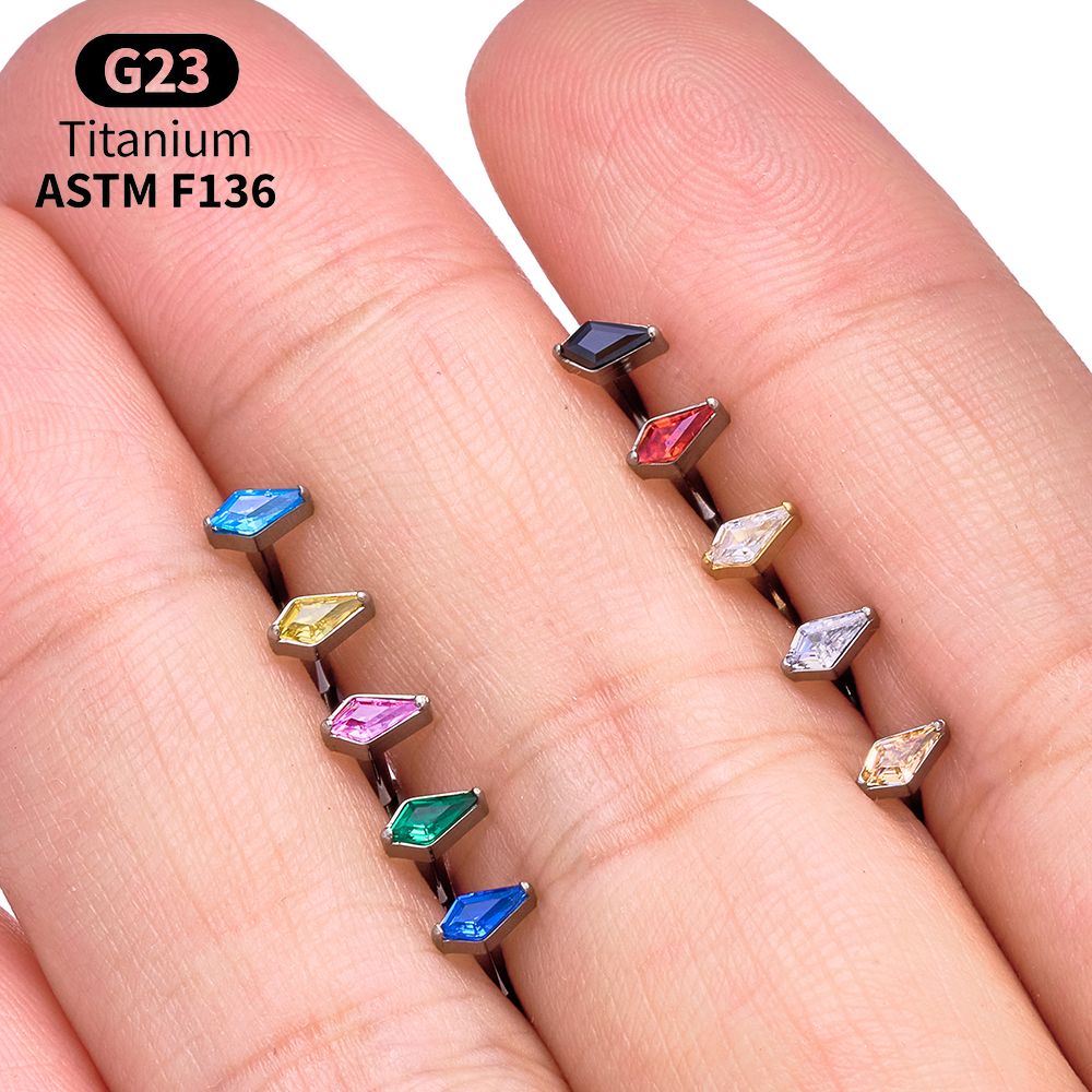 Titanium Kite CZ Internal Thre - đánh giá và giá Body Jewelry Vertical Labret