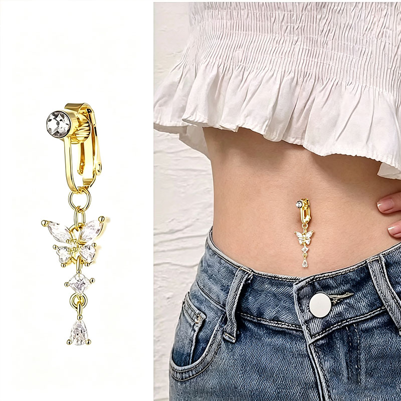 1Pc Butterfly Design CZ Fake B - đánh giá và giá Body Jewelry Hoops