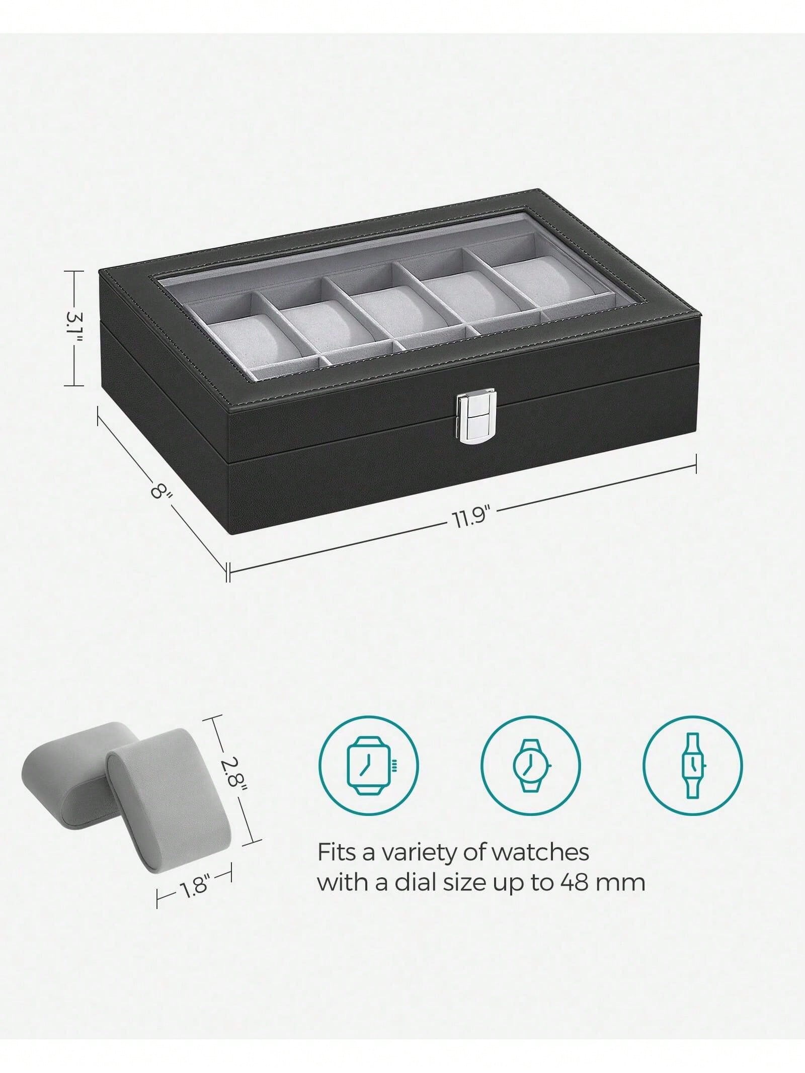 12-Slot Lockable Watch Box wit - đánh giá và giá Body Jewelry Organizer