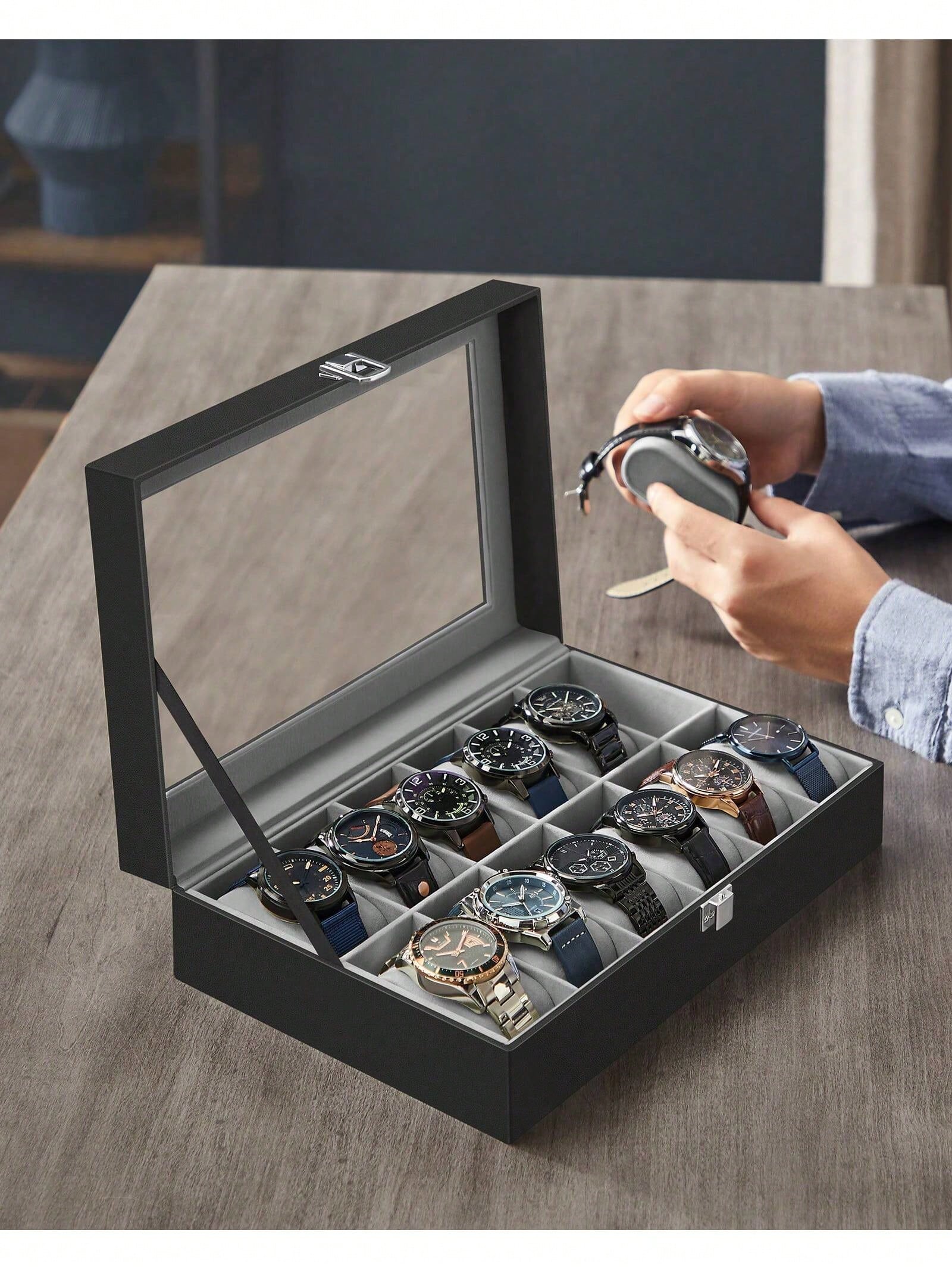 12-Slot Lockable Watch Box wit - đánh giá và giá Body Jewelry Organizer