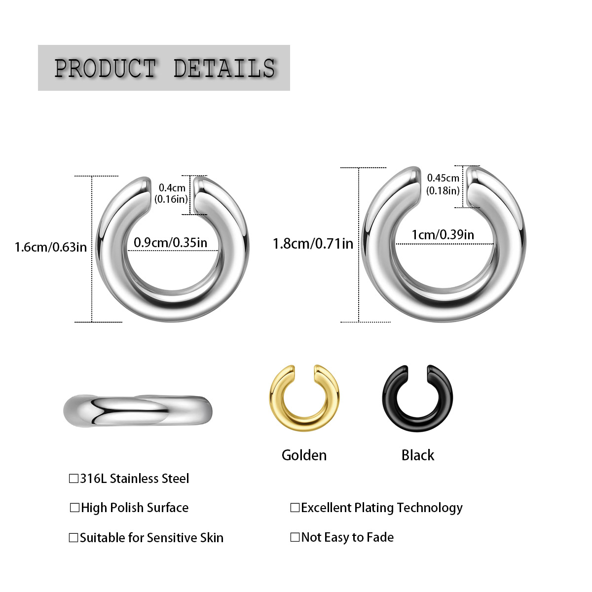1pc Exaggerated c-Shaped Non-P - đánh giá và giá Body Jewelry And Earrings