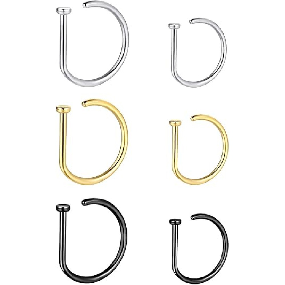 4 Pack Non Piercing D-Shaped N - đánh giá và giá Body Jewelry Hoops