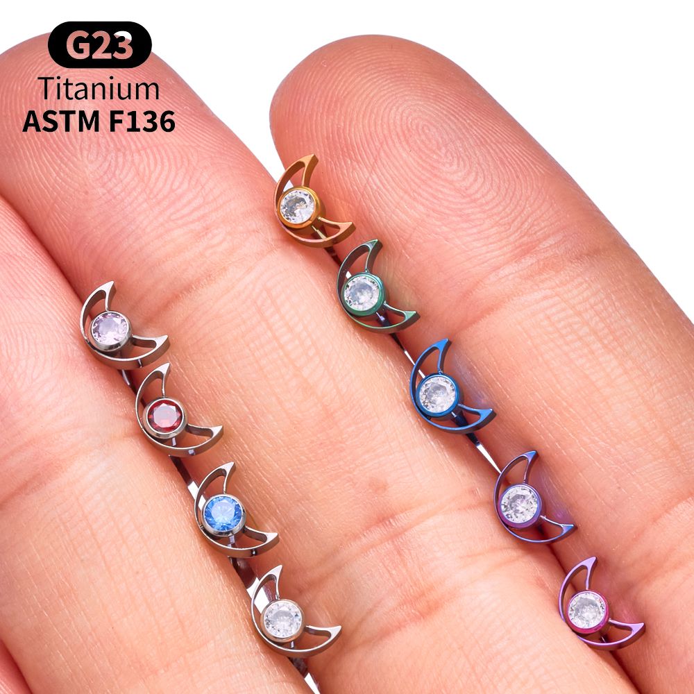 G23 Titanium Star Moon Labret  - đánh giá và giá Body Jewelry Vertical Labret