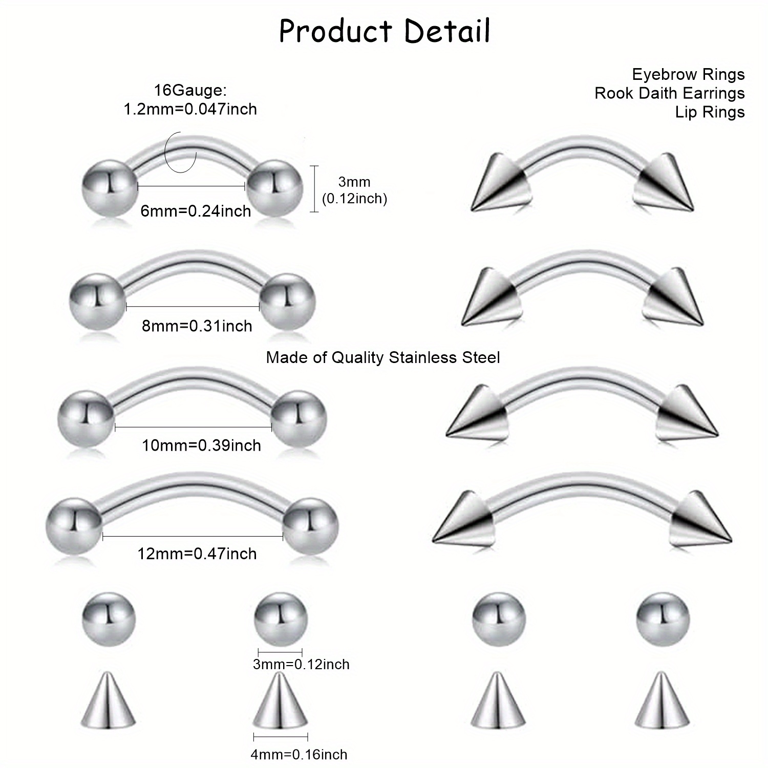 8pcs Rook Piercing Jewelry Roo - đánh giá và giá Body Jewelry Vertical Labret